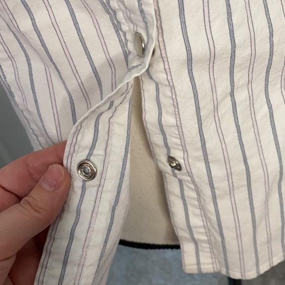 Rough rider Biker Western Pearl Snap Buttons Bling Striped Vest - Picture 5 of 6